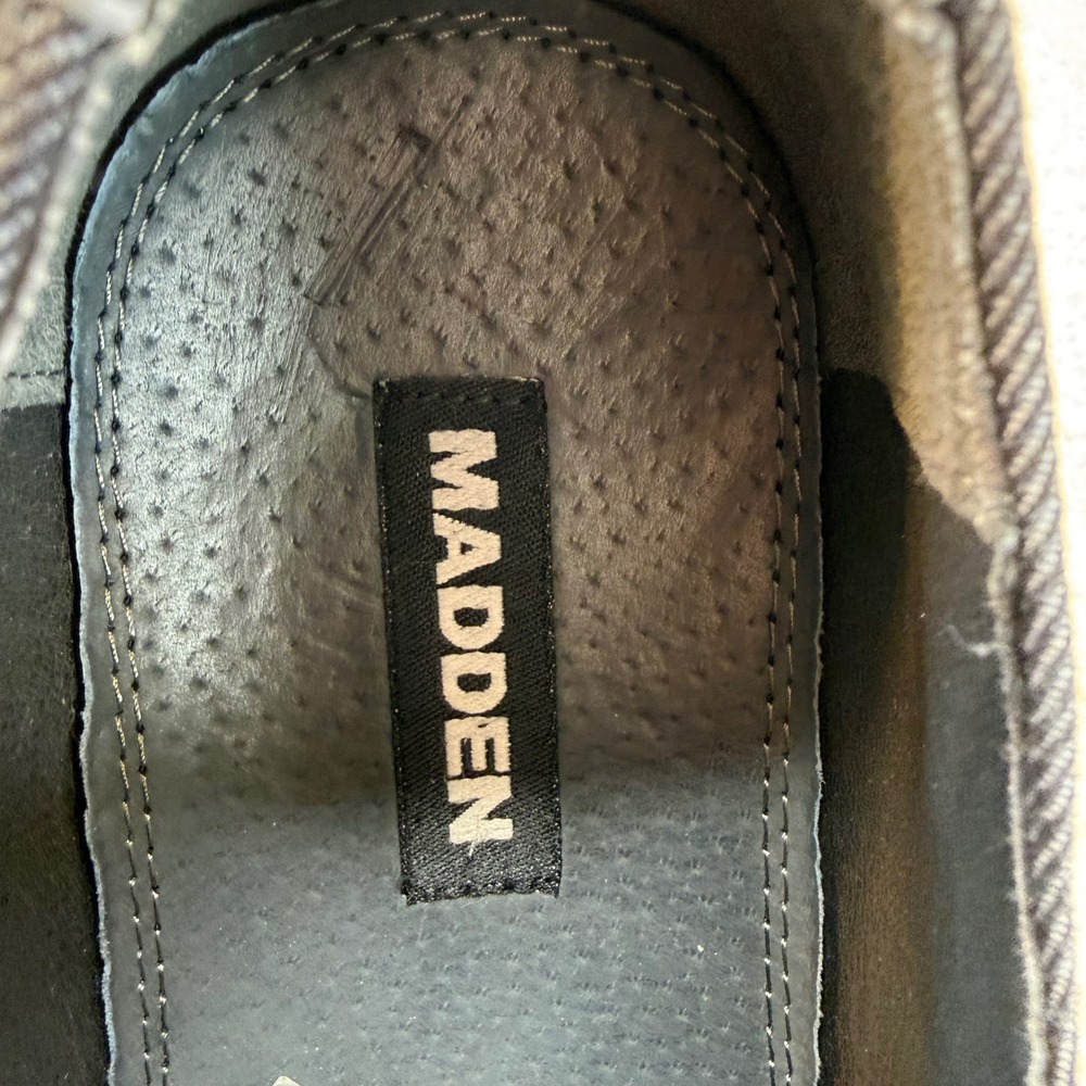 Madden M-DECKER Mens 10 M Black Denim Fabric Derby Oxford Shoes Preppy Likw New‎ - Picture 6 of 8